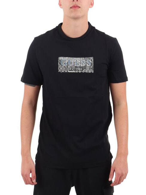 GUESS SS CN BOX T-shirt con stampa logo jetbla - T-shirt Uomo
