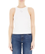 GUESS NEW SL ROUND GUENDALINA Canotta logo 4G strass purwhite - T-shirt e Top Donna - 1