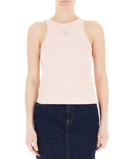 GUESS NEW SL ROUND GUENDALINA Canotta logo 4G strass pink pearl - T-shirt e Top Donna - 1
