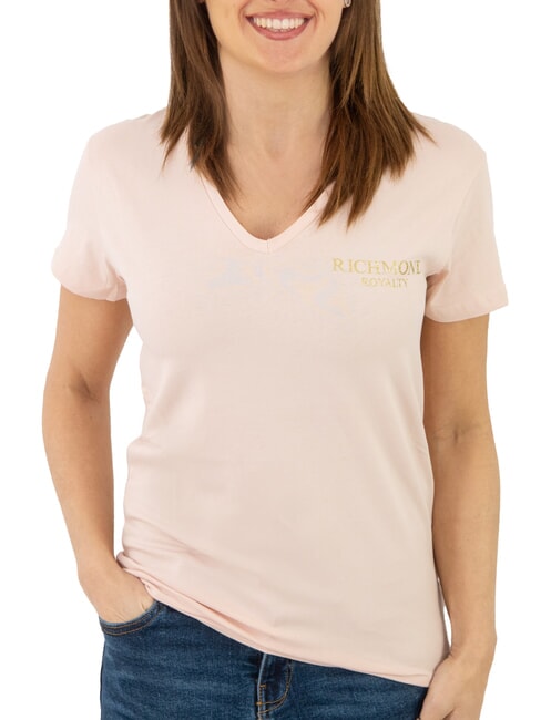 JOHN RICHMOND VATICI T-shirt stretch stampa logo cipria/gold - T-shirt e Top Donna