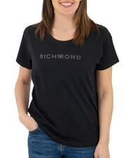 JOHN RICHMOND MECHI T-shirt stretch con logo strass black - T-shirt e Top Donna - 1