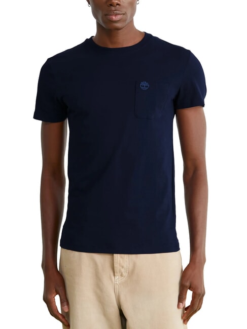 TIMBERLAND DUNSTAN RIVER T-shirt in cotone con taschino dark sapphire/dark denim - T-shirt Uomo