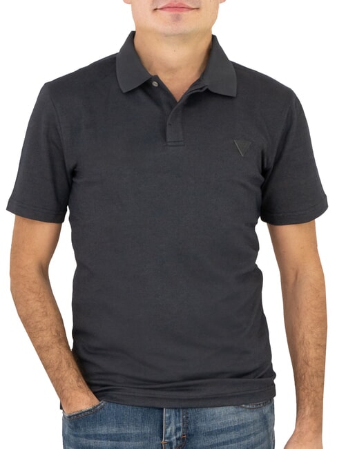 GUESS SMALL TRIANGLE Polo a manica corta blue yarn dyed - Polo Uomo