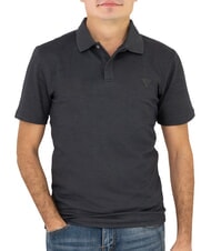 GUESS SMALL TRIANGLE Polo a manica corta blue yarn dyed - Polo Uomo - 1