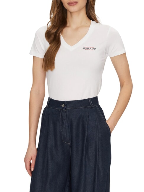 GUESS JEANS SS VN SLIM T-Shirt in cotone purwhite - T-shirt e Top Donna