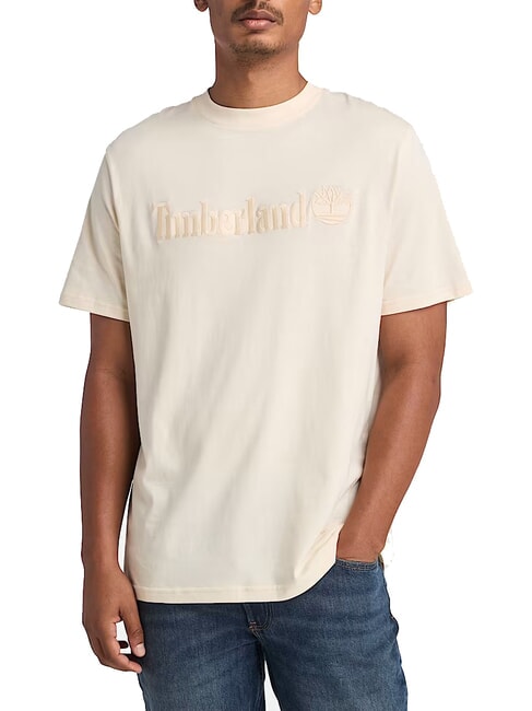 TIMBERLAND EMBROIDERY TONAL T-shirt in cotone white smoke - T-shirt Uomo
