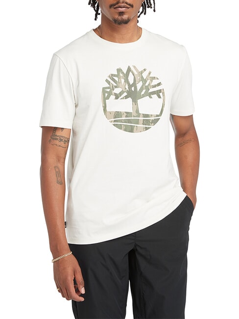 TIMBERLAND KENNEBEC RIVER TREE LOGO T-shirt in cotone vintage white - T-shirt Uomo