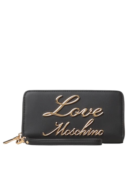 LOVE MOSCHINO GOLD LETTERING Portafoglio zip around Nero - Portafogli Donna