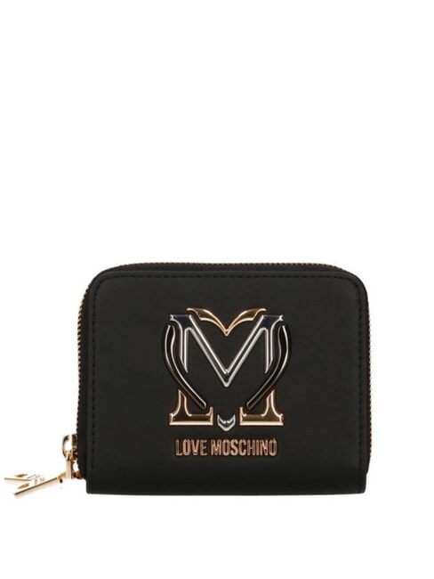 LOVE MOSCHINO GOLDEN HEART Portafoglio zip around medio Nero - Portafogli Donna
