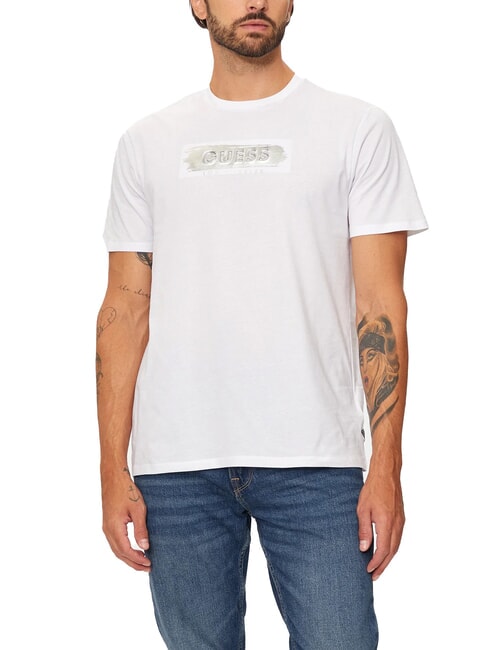 GUESS METALLIC LOGO T-shirt con stampa in rilievo purwhite - T-shirt Uomo