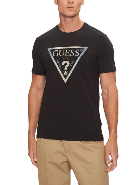 GUESS TRIANGLE T-shirt con maxi stampa jetbla - T-shirt Uomo