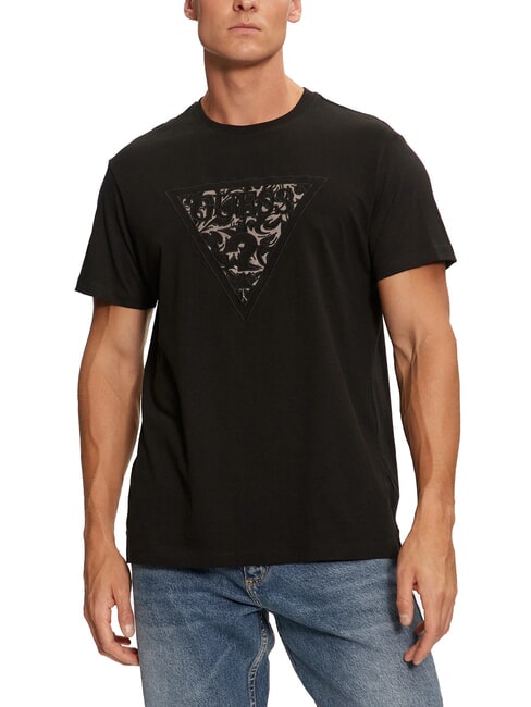 GUESS TRIANGLE T-shirt con patch logo ricamo jetbla - T-shirt Uomo