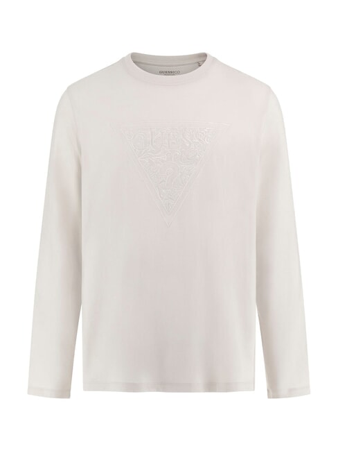 GUESS TRIANGLE Maglia manica lunga con patch muted stone - Maglie Uomo