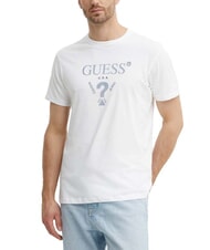 GUESS TRIANGLE T-shirt in cotone con stampa purwhite - T-shirt Uomo - 1