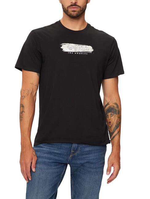 GUESS METALLIC LOGO T-shirt con stampa in rilievo jetbla - T-shirt Uomo