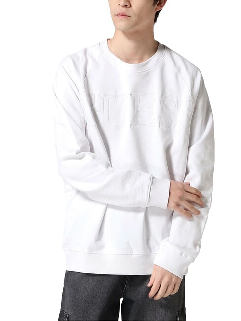 GUESS RAGLAN Felpa a girocollo in cotone purwhite - Felpe Uomo
