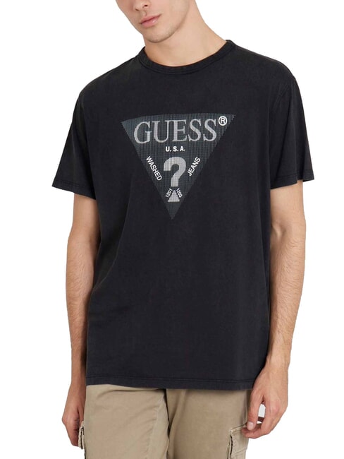 GUESS TRIANGLE T-shirt in cotone con stampa jetbla - T-shirt Uomo