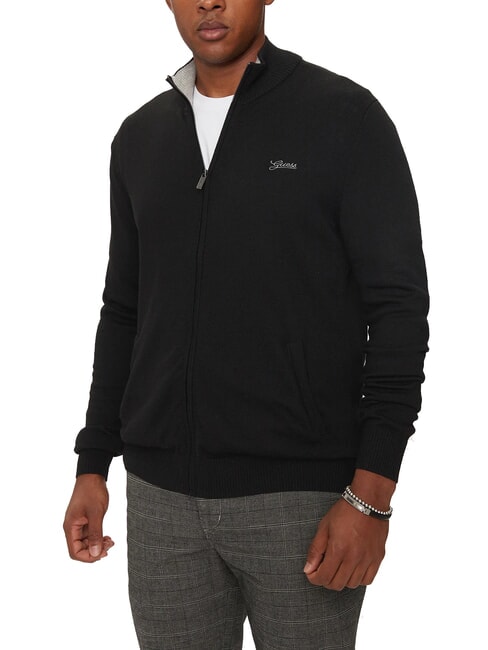 GUESS DARREL Cardigan a collo alto full zip jetbla - Maglie Uomo