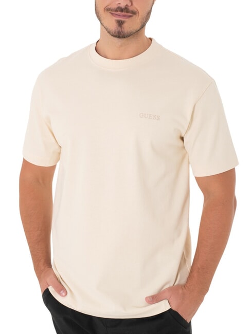 GUESS SS CN T-shirt in cotone vanilla blonde - T-shirt Uomo