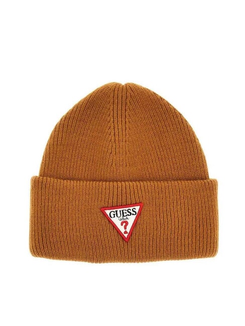 GUESS PATCH TRIANGOLO Berretto con risvolto ochre - Cappelli