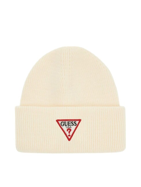 GUESS PATCH TRIANGOLO Berretto con risvolto OFFWHITE - Cappelli