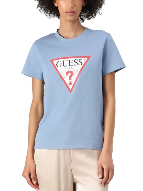 GUESS CLASSIC FIT LOGO T-shirt con logo triangolo blue ribbon - T-shirt e Top Donna