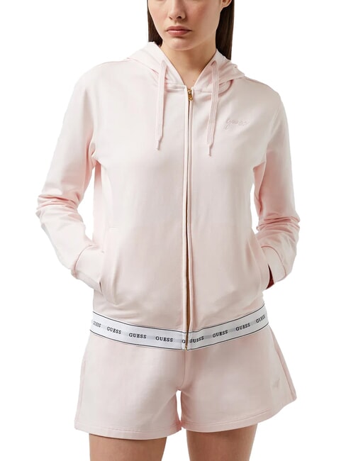GUESS CARRIE Felpa con cappuccio full zip blushed bride - Felpe Donna