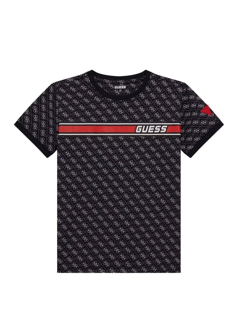 GUESS KIDS T-shirt logo 4G all over 4g aop jet black - T-shirt Bambino