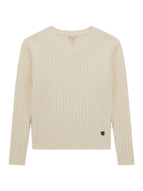 GUESS KIDS Maglia a costine scollo a v cremwhi - Maglioni Bambini