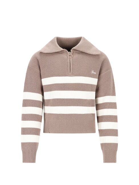 GUESS KIDS Cardigan a strisce con zip brown white stripes - Maglioni Bambini