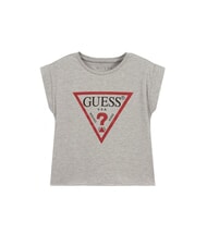 GUESS CORE KIDS Cropped T-shirt con stampa light heather grey m - T-shirt Bambino - 1