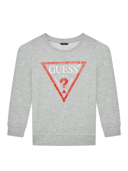 GUESS CORE KIDS Felpa manica lunga stampa logo light heather grey - Felpe Bambini