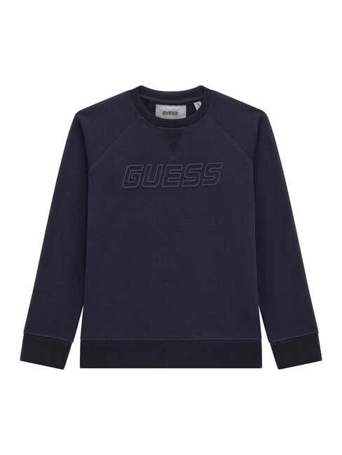 GUESS MINI ME KIDS Felpa girocollo logo rilievo deep marine a753 - Felpe Bambini