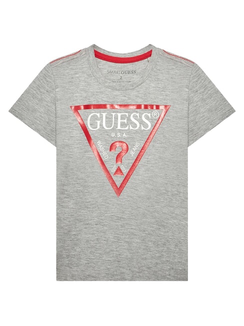 GUESS KIDS T-shirt in cotone stampa triangolo light heather grey - T-shirt Bambino