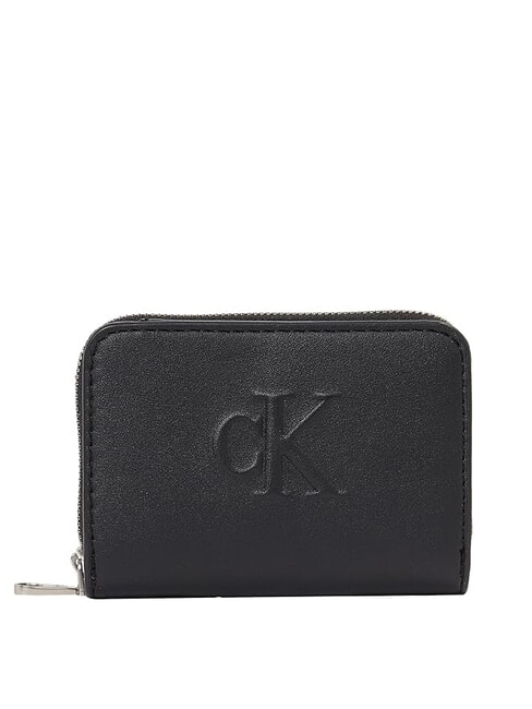 CALVIN KLEIN SCULPTED Med Portafoglio zip around na black - Portafogli Donna