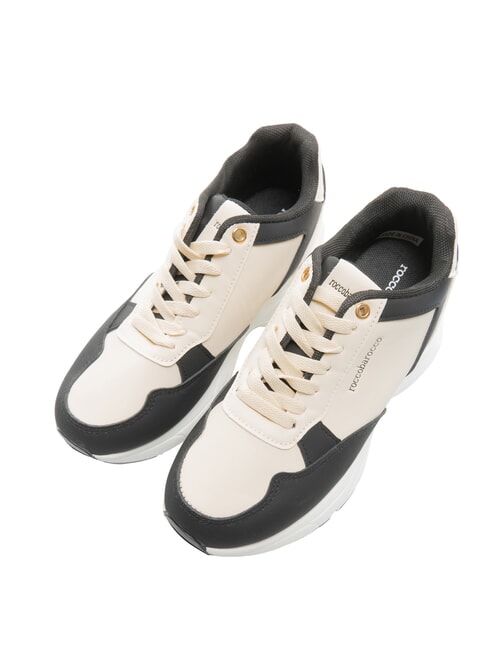ROCCOBAROCCO METALLIC LOGO Sneakers bicolor alte white/black - Scarpe Donna