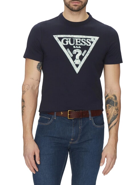 GUESS SS CN TRIANGLE T-Shirt in cotone smartblue - T-shirt Uomo