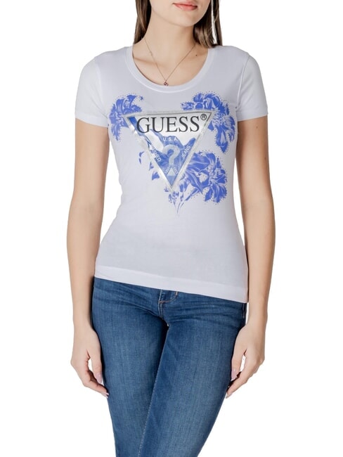 GUESS SS CN FLOWER T-shirt a maniche corte purwhite - T-shirt e Top Donna
