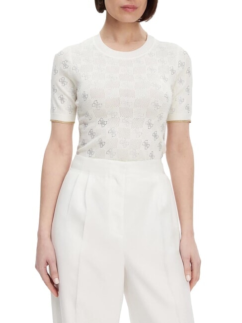 GUESS ROSIE 4G RN T-Shirt cremwhi - T-shirt e Top Donna