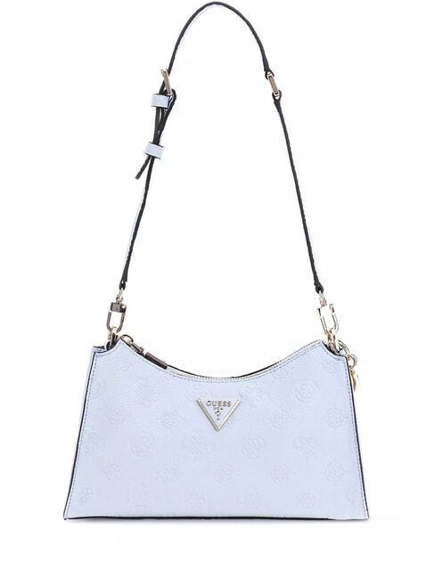 GUESS CRESIDIA Embossed logo shoulder bag powder blue - Borse Donna