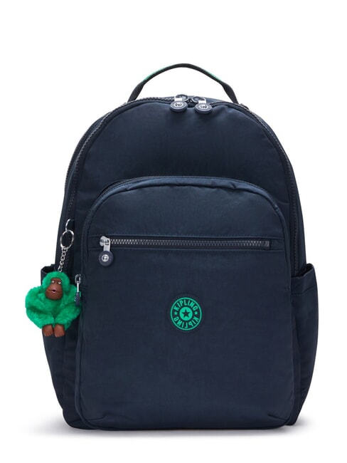 KIPLING SEOUL Zaino con tasca porta pc 15" blue green block - Zaini Scuola & Tempo Libero