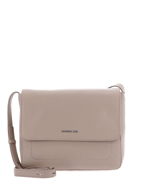 MANDARINA DUCK MELLOW LEATHER Borsa a tracolla in pelle con patta warm taupe - Borse Donna