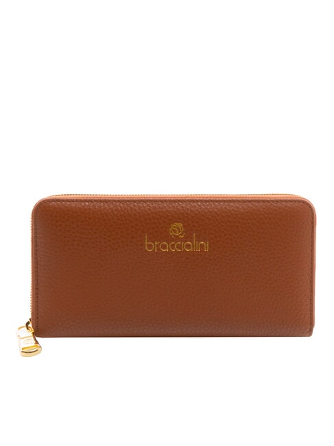 BRACCIALINI BASIC Portafoglio grande zip around pelle marrone - Portafogli Donna