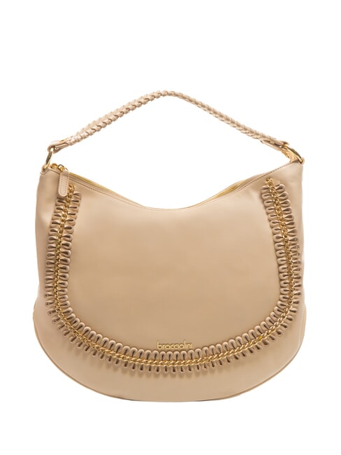 BRACCIALINI NAOMI Borsa hobo in pelle con catena beige - Borse Donna