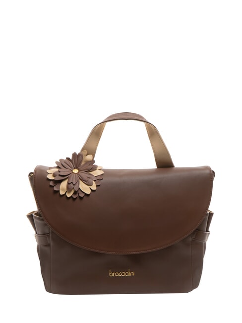 BRACCIALINI SOFIA Borsa a mano in pelle con fiore marrone - Borse Donna