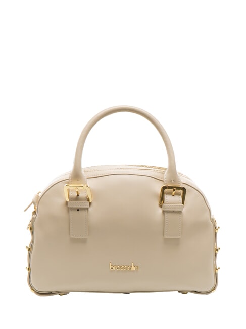 BRACCIALINI NORA Borsa a bauletto pelle con fibbie beige - Borse Donna