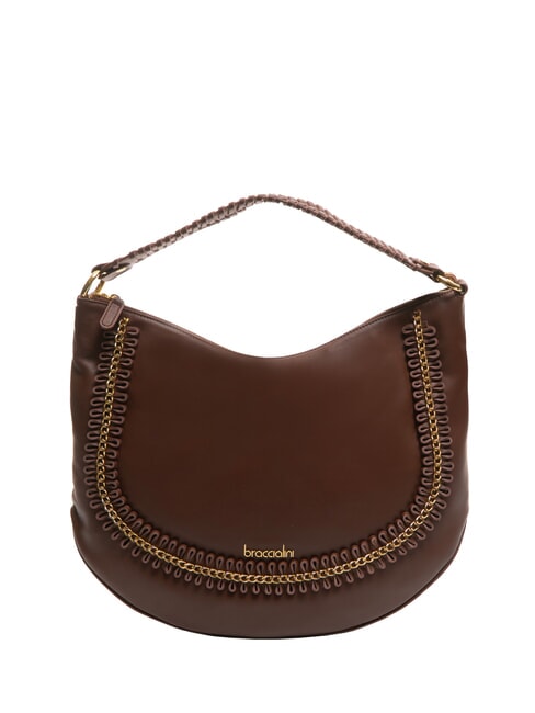 BRACCIALINI NAOMI Borsa hobo in pelle con catena marrone - Borse Donna