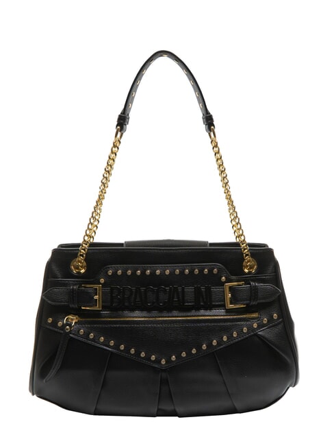 BRACCIALINI GISELLE Borsa a spalla con logo metallico nero - Borse Donna