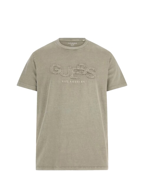 GUESS SS BSC STACK  T-Shirt in cotone sage plant multi - T-shirt Uomo