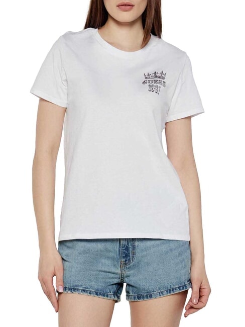 GUESS SS NATURESCAPE  T-Shirt in cotone purwhite - T-shirt e Top Donna